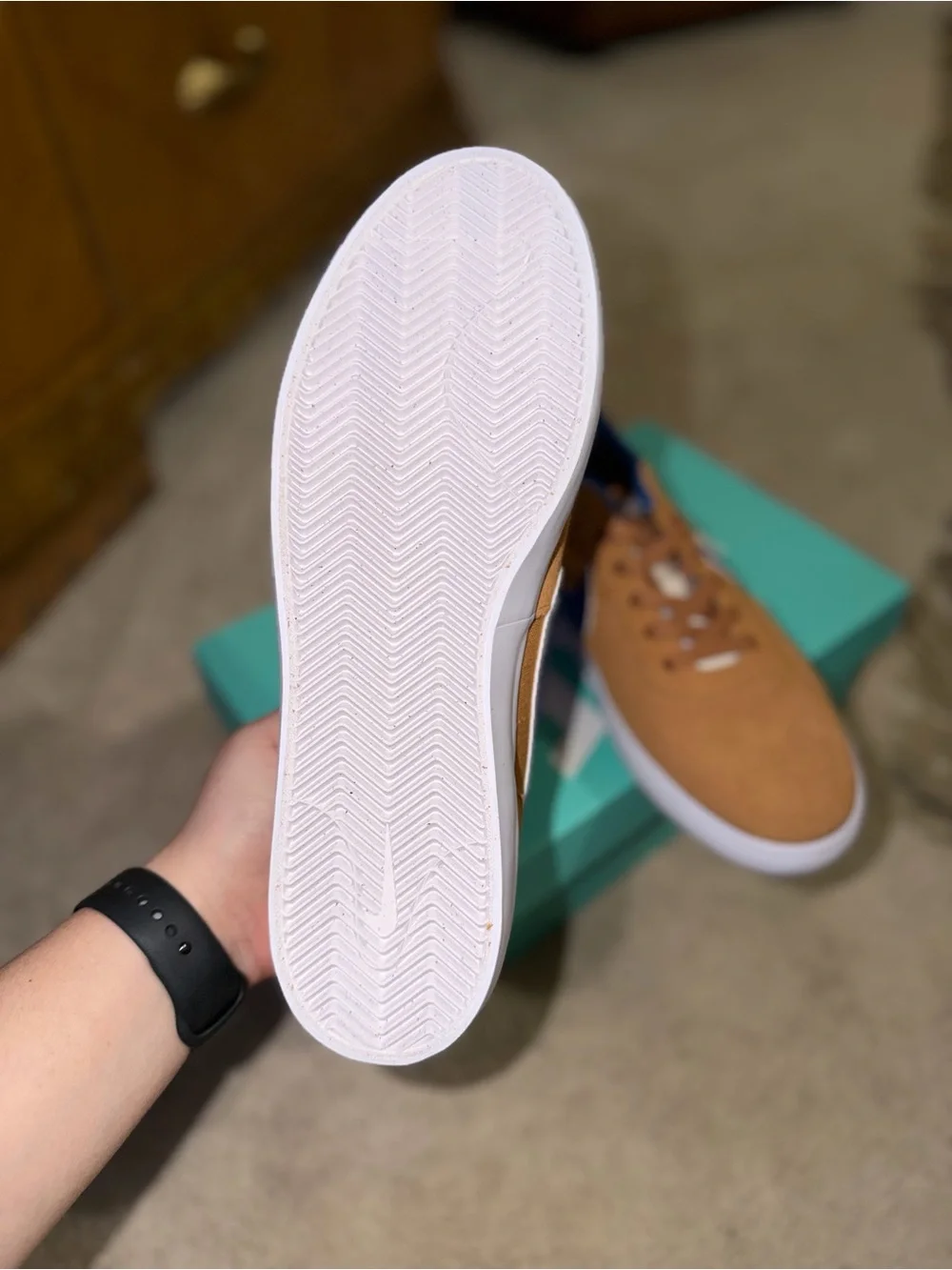 Nike Brown and Blue Low-Top Skate Sneakers